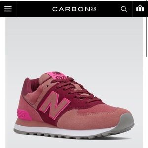 New Balance Women's Pink and Burgundy 574 Sneakers